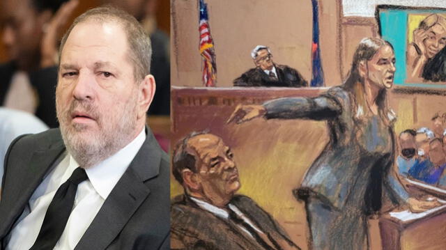 Harvey Weinstein y dibujos de su juicio