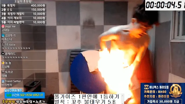 Youtuber coreano se prende fuego a sus genitales para cumplir reto de sus fans