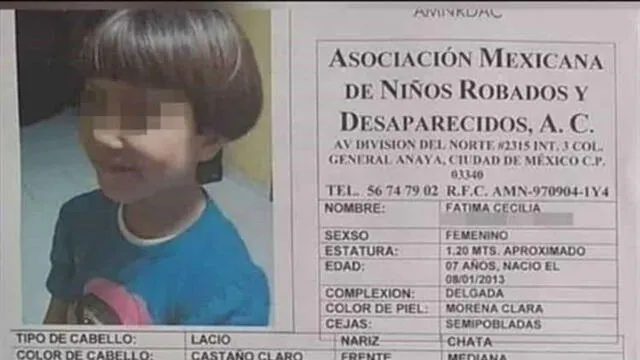 La ficha de desaparición fue distribuida por los propios familiares de la menor. (Foto: Asociación Mexicana de Niños Desaparecidos)