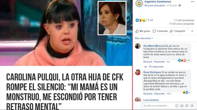 Post de Facebook supuestamente viralizaba frase de la hija "oculta" de CFK.