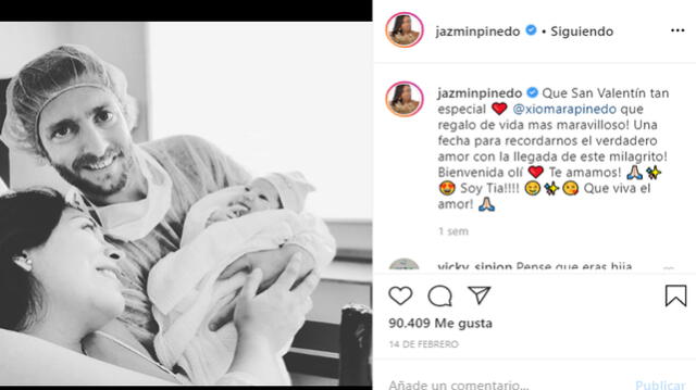Jazmín Pinedo expresa sus felicidad por nacimiento de su sobrina