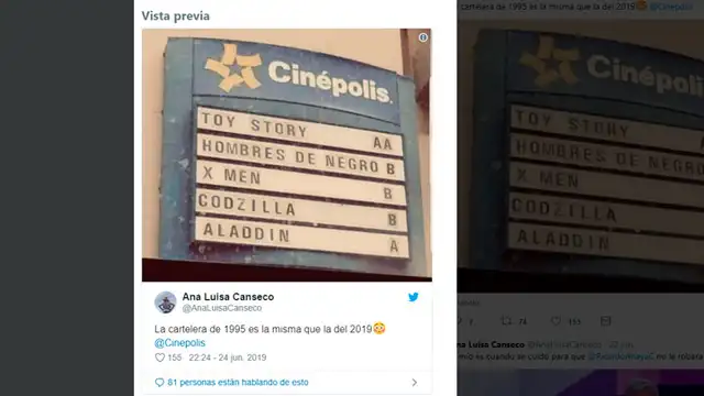 Imagen viral de cartelera. Captura: Twitter.