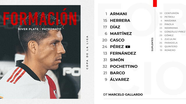 Alineación de River Plate. Foto: River Plate