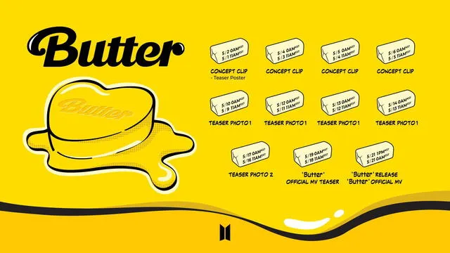 Calendario de lanzamiento de “Butter” de BTS. Foto: HYBE