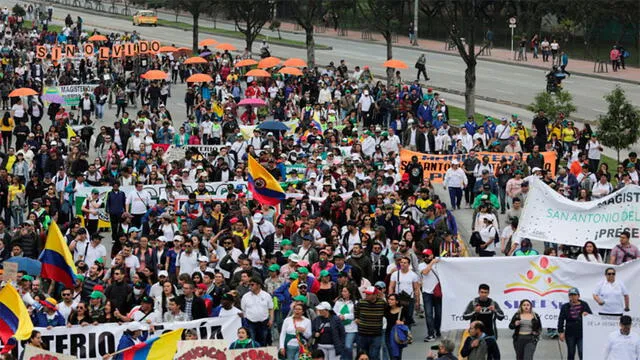 Protesta antigubernamental en Bogotá, Colombia, 21 de noviembre de 2019.