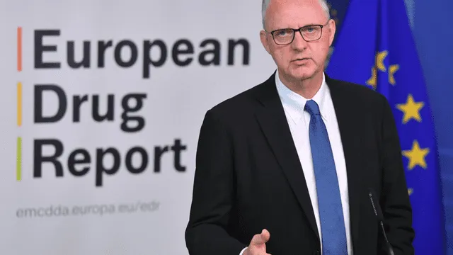 El director del Observatorio Europeo de las Drogas y las Toxicomanías, Alexis Goosdeel, en la presentación del Informe Europeo sobre Drogas