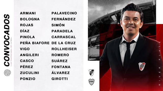 Convocados del equipo millonarios. Foto: River Plate