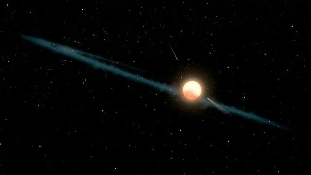 La estrella Tabby con un anillo de partículas alrededor. Imagen: NASA / JPL-Caltech.