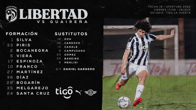 Alineación confirmada. Foto: Twitter @Libertad_Guma