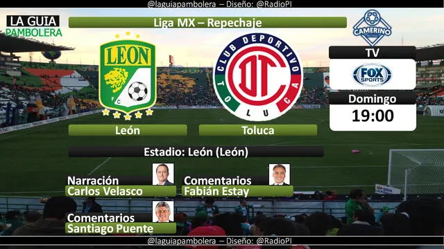 León vs Toluca por Fox Sports 2. Foto: La Guía Pambolera
