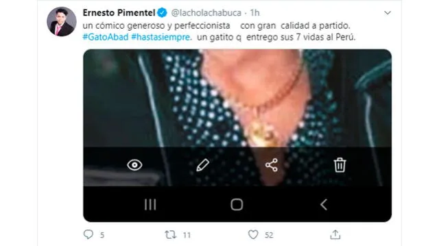 Ernesto Pimentel le envía mensaje póstumo al 'Gato' Abad.