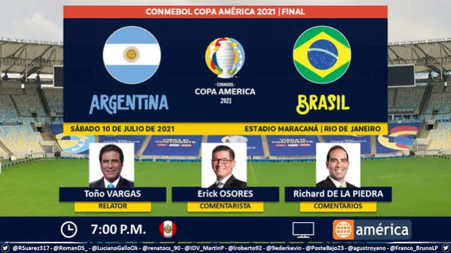 Argentina vs. Brasil por América TV. Foto: Puntaje Ideal PE/Twitter