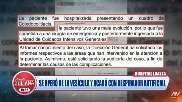 Respuesta del hospital Loayza