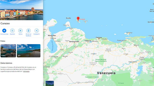 Curazao es una isla cercana a las costas de Venezuela. Captura: Google Maps.