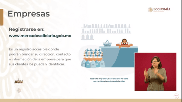 Presentación de la aplicación Mercado Solidario para empresas en México. (Foto: Captura)