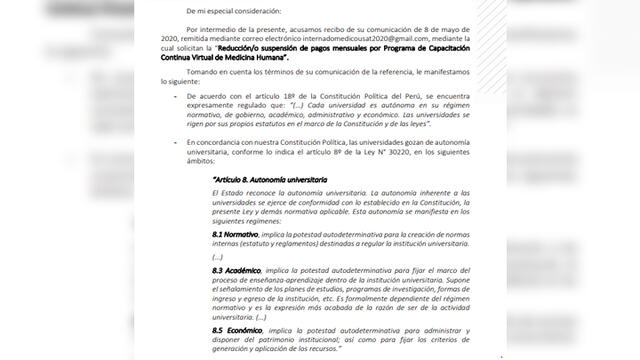 Pronunciamiento de la Universidad.