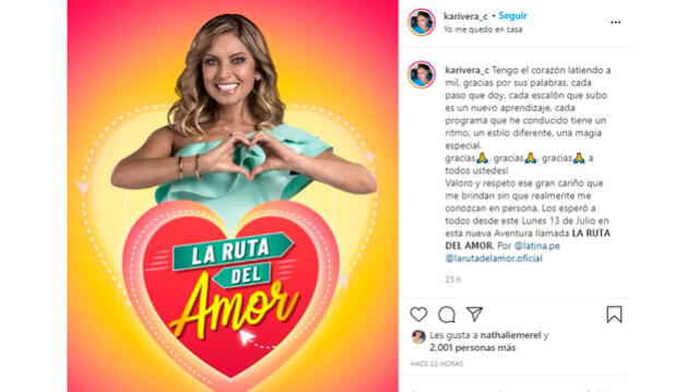 Karina Rivera sigue en Latina y tendrá nuevo programa. Foto: captura Instagram