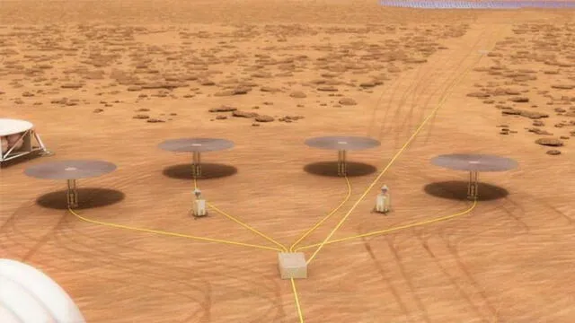 Sistemas ampliados de Kilopower en Marte. Imagen: NASA.