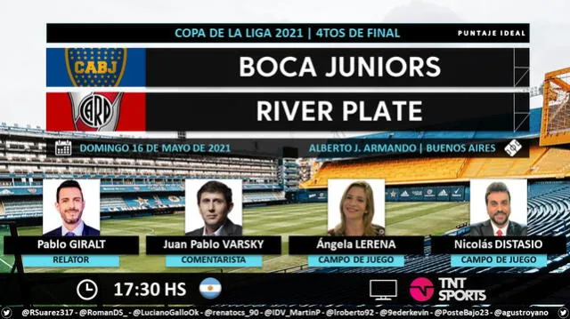 Boca vs River por TNT Sports. Foto: Puntaje Ideal/Twitter