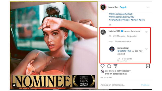 En la cuenta oficial del concurso, Beto da Silva celebró la candidatura de Ivana Yturbe al Rostro más bello del mundo.