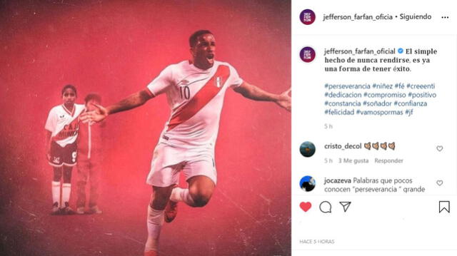 Jefferson Farfán publicó una foto en Instagram con la camiseta del Deportivo Municipal.