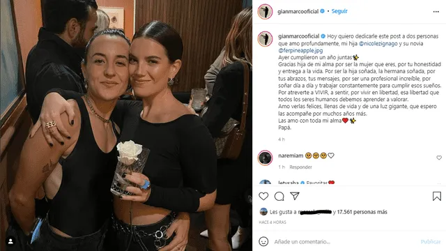 Gian Marco celebra el primer aniversario de su hija Nicole Zignago con su novia. Foto: Gian Marco/Instagram