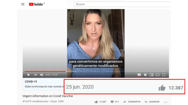 Video original hablaba de una posibilidad. Aún así, da información falsa sobre las posibles vacunas.  YouTube: Dr. Carrie Madej.