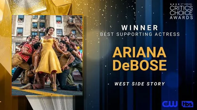 Mejor actriz de reparto: Ariana DeBose. Foto: Twitter/@criticschoice