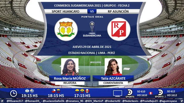 Sport Huancayo vs River Plate via DirecTV Sports. Foto: Puntaje Ideal PE/Twitter