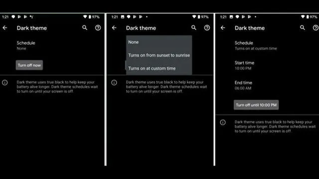 Modo oscuro en Android 11