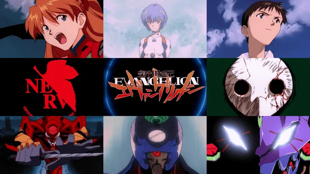 Título y escenas de Evangelion, serie de anime creada por el estudio japonés Gainax y dirigida por Hideaki Anno. Foto: Gigazine