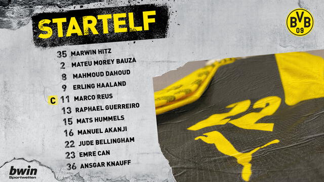 Formación inicial del Vendaval. Foto: Borussia Dortmund/Twitter