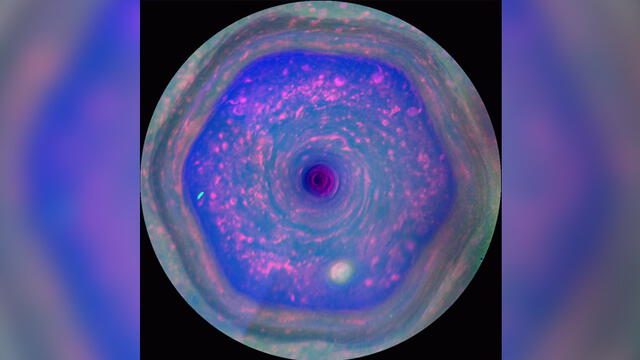 El hexágono de Saturno fue captado por primera vez en 1981 por el Voyager1. Foto: NASA