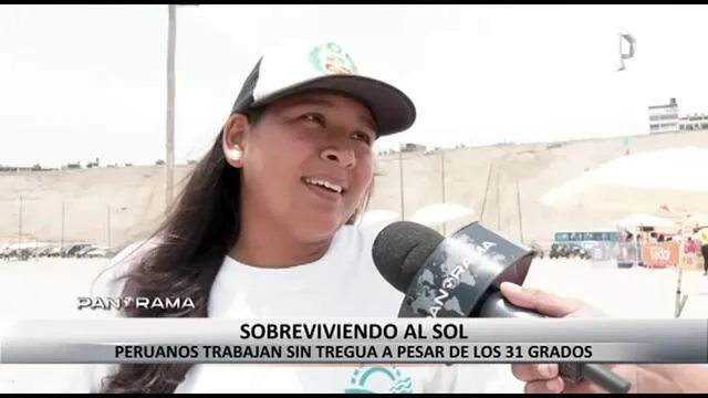 La alquiladora de sombrillas comienza su rutina desde la mañana. Foto: captura de Panamericana   