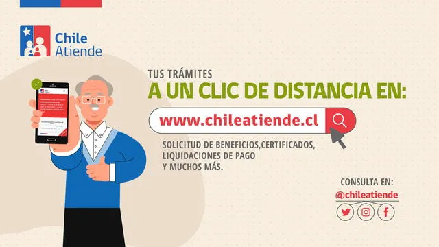 Realiza tus trámites en la página oficial de Chile Atiende. Foto: Twitter/Chile Atiende   