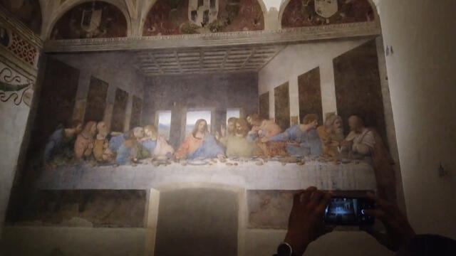 "La última cena" ubicada en el monasterio de la Iglesia de Santa Maria delle Grazie en Milán. Foto: Reportajes del Huracán/YouTube   