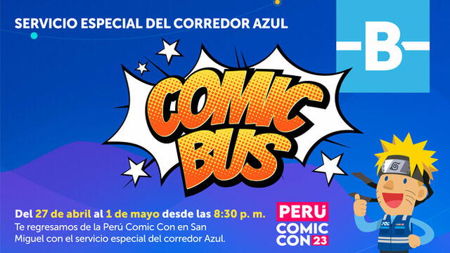  El Comic bus funcionará con unidades del corredor azul. Foto: ATU   
