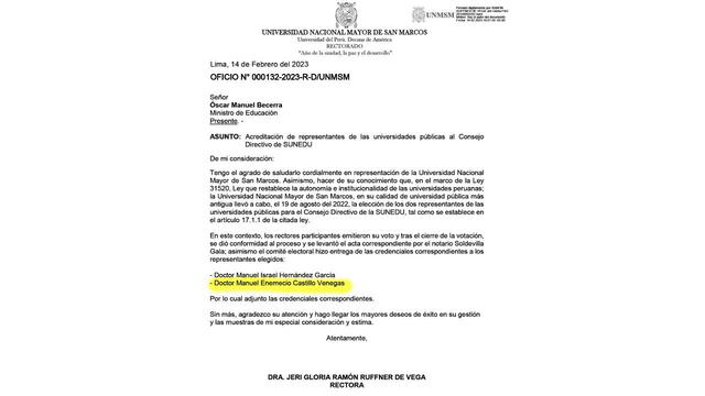 Links. Key document on the appointment of manuel castillo venegas, superintendent of sunedu. Photo: prasar