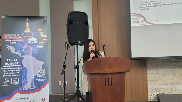 Este año, Yanymee Guillén lideró el Primer Encuentro de Investigadores Latinoamericanos en Corea del Sur, en Seúl, con el apoyo de la embajada de Perú, de Corea del Sur y otras organizaciones. Foto: cortesía/Yanymee Guillén   