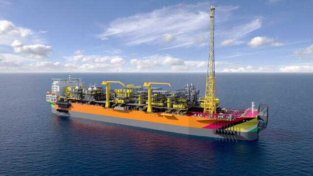 Buques que transportan suministros para una plataforma petrolera en alta mar operada por ExxonMobil. Foto: plataforma de Maersk   