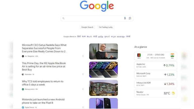  El nuevo diseño de Google que se habilitó en la India. Foto: MSPowerUser<br><br>    