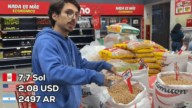 Los precios en los supermercados son más costosos que en los mercados populares. Foto: captura de pantalla/La Neta en Viaje/YouTube    