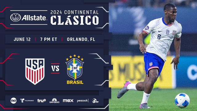  Estados Unidos y Brasil, se enfrentan este miércoles 12 de junio. Foto: USSoccer   