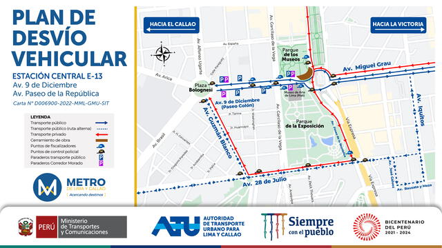  Plan de desvío de la Línea 2 y la Atu. Foto: MTC.<br><br>    