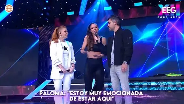Paloma Fiuza se emocionó al regresar a 'Esto es guerra'. Foto: Captura América TV   
