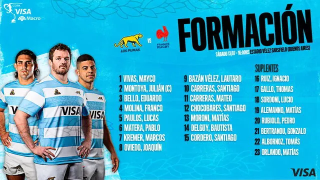 XI titular de los Pumas. Foto: los Pumas   