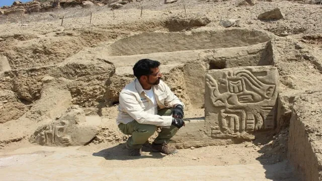 En la parte superior del templo, se halló un muro recubierto con un fino enlucido y diseño pictórico. Foto: DDC Lambayeque   