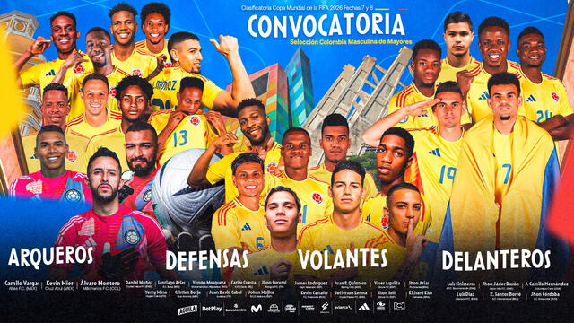  Convocados de la selección colombiana. Foto: Selección Colombia/X  