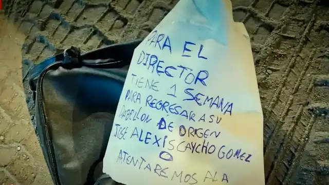 Mensaje amenazante a director de penal de Lurigancho. Foto: captura Panamericana TV   