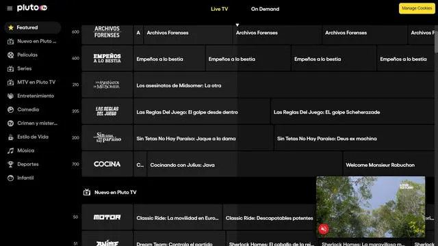  Así luce la interfaz de Pluto TV. Foto: Computer Hoy   